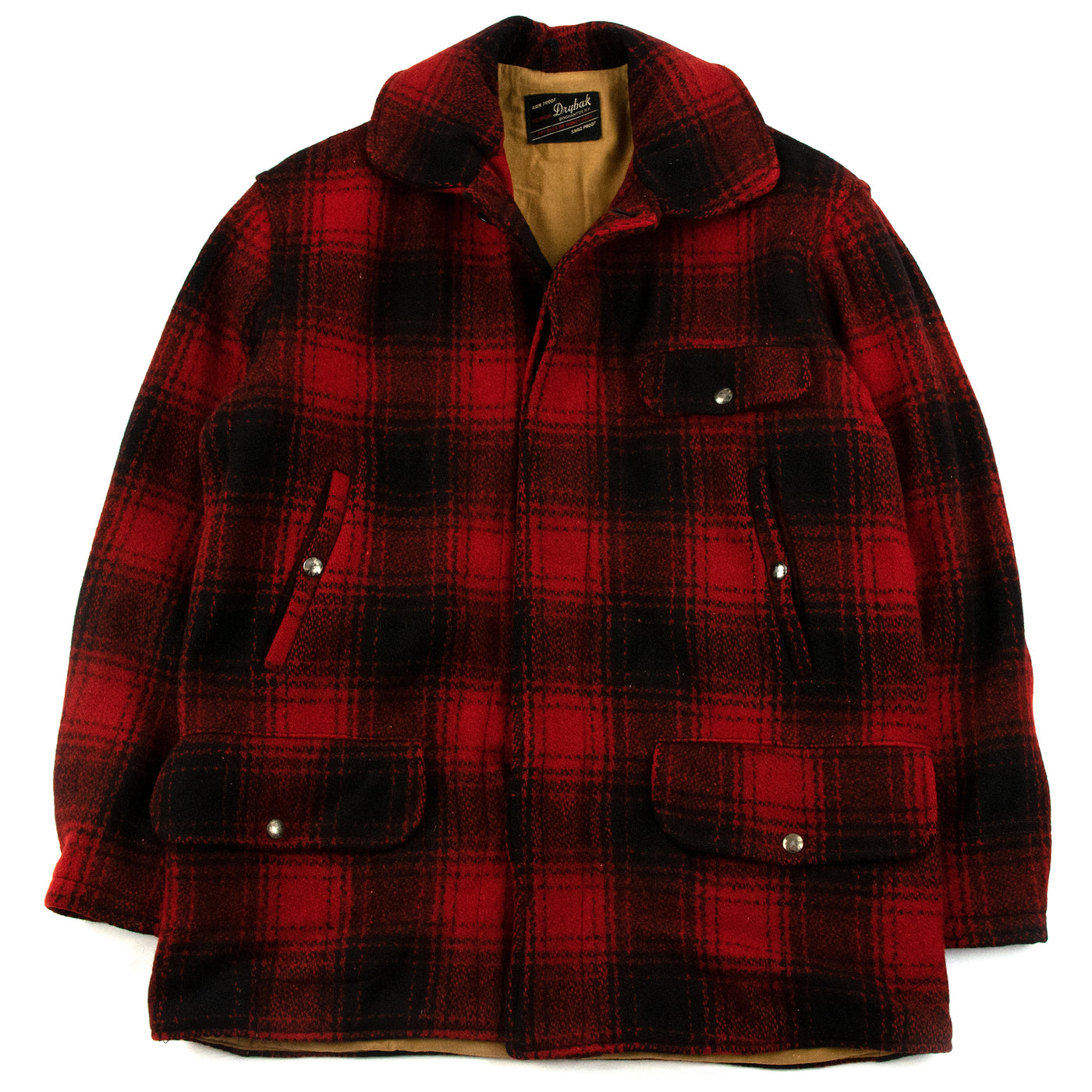 Vintage 1950's Drybak Wool Hunting Plaid FrontMackinaw Jacket Made In U.S.A - M 