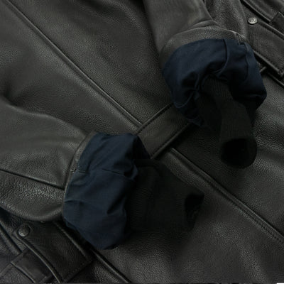 Circa 2000's Vintage New York Police Department Branded Garments Inc. Leather Jacket Cuffs