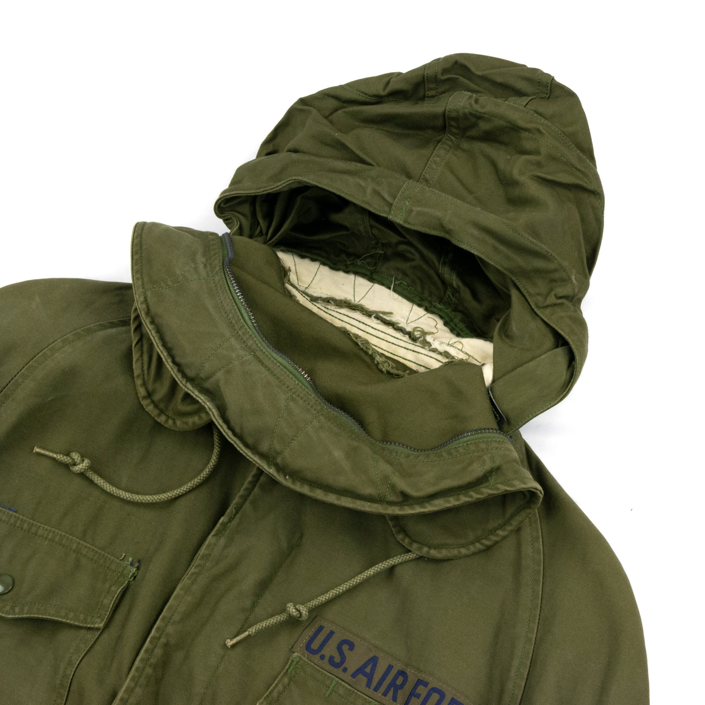Vintage 1960s Vietnam USAF Military Cotton Sateen Field Jacket - S Hood