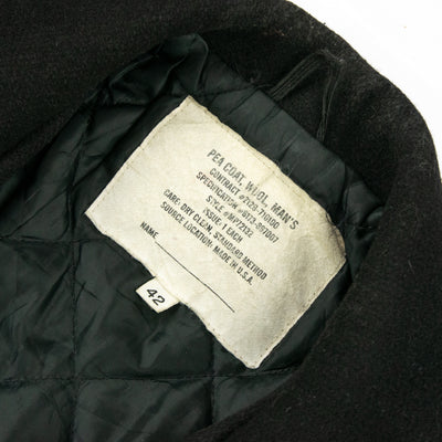 Vintage USN Vietnam Era US Navy Civilian Issue Kersey Wool Pea Coat Reefer Jacket - L Tag