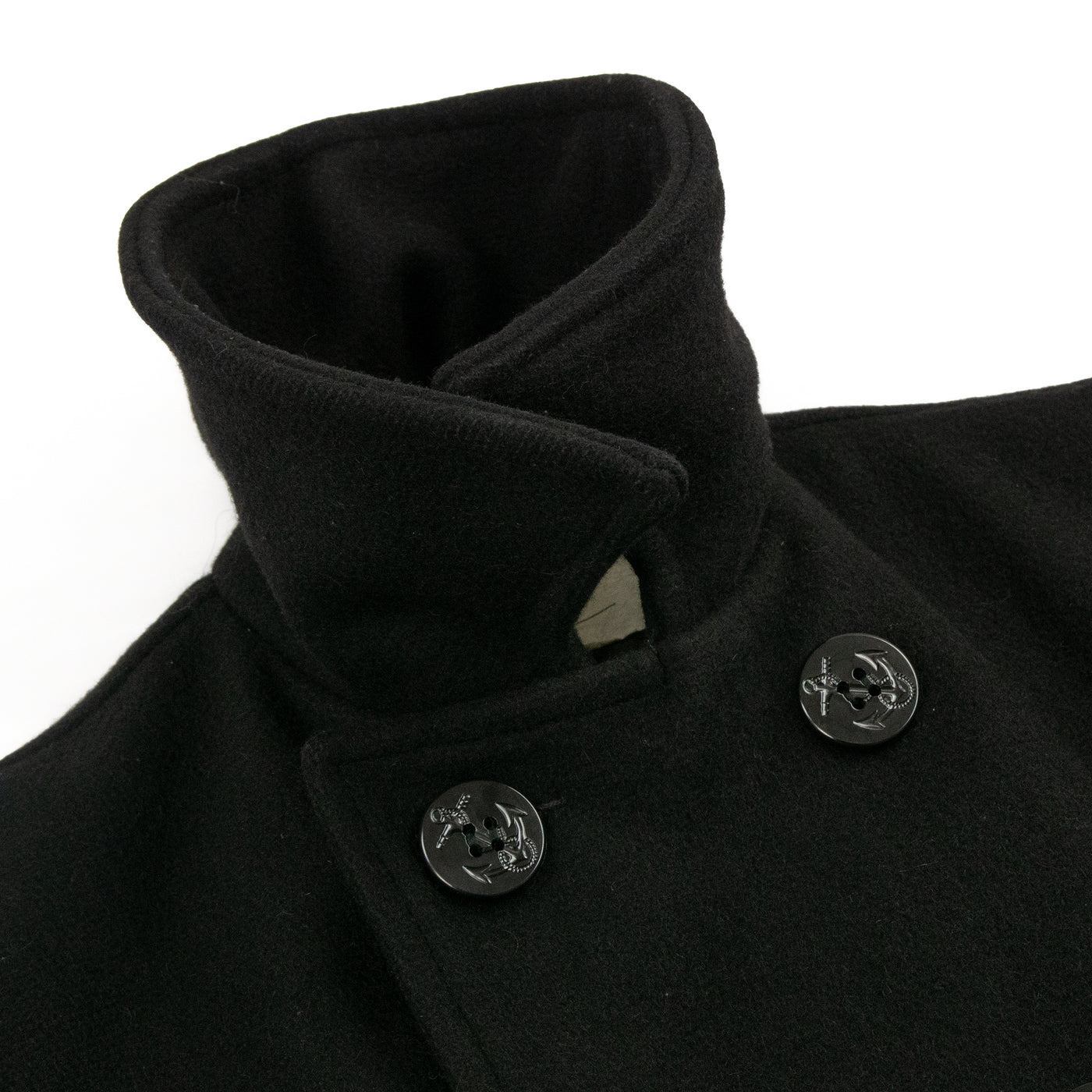 Vintage USN Vietnam Era US Navy Civilian Issue Kersey Wool Pea Coat Reefer Jacket - L Collar