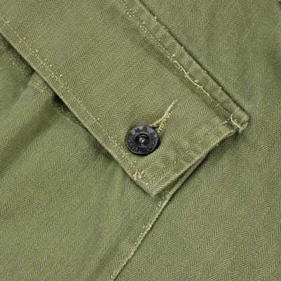 Vintage 1940s US Army USMC P-44 'Monkey Pants' Herringbone Twill Military Combat Trousers - 34 Button