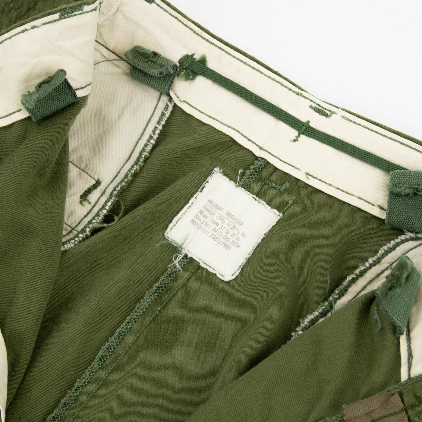 Vintage 1970s US Army M-1965 Cotton Sateen Military Field Trousers OG-107 - M Tag