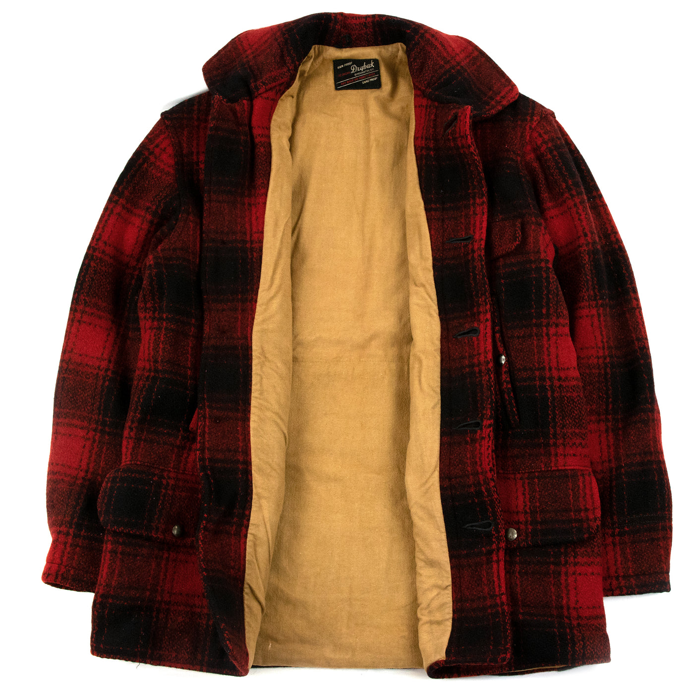 Vintage 1950's Drybak Wool Hunting Plaid Mackinaw Jacket Made In U.S.A - M