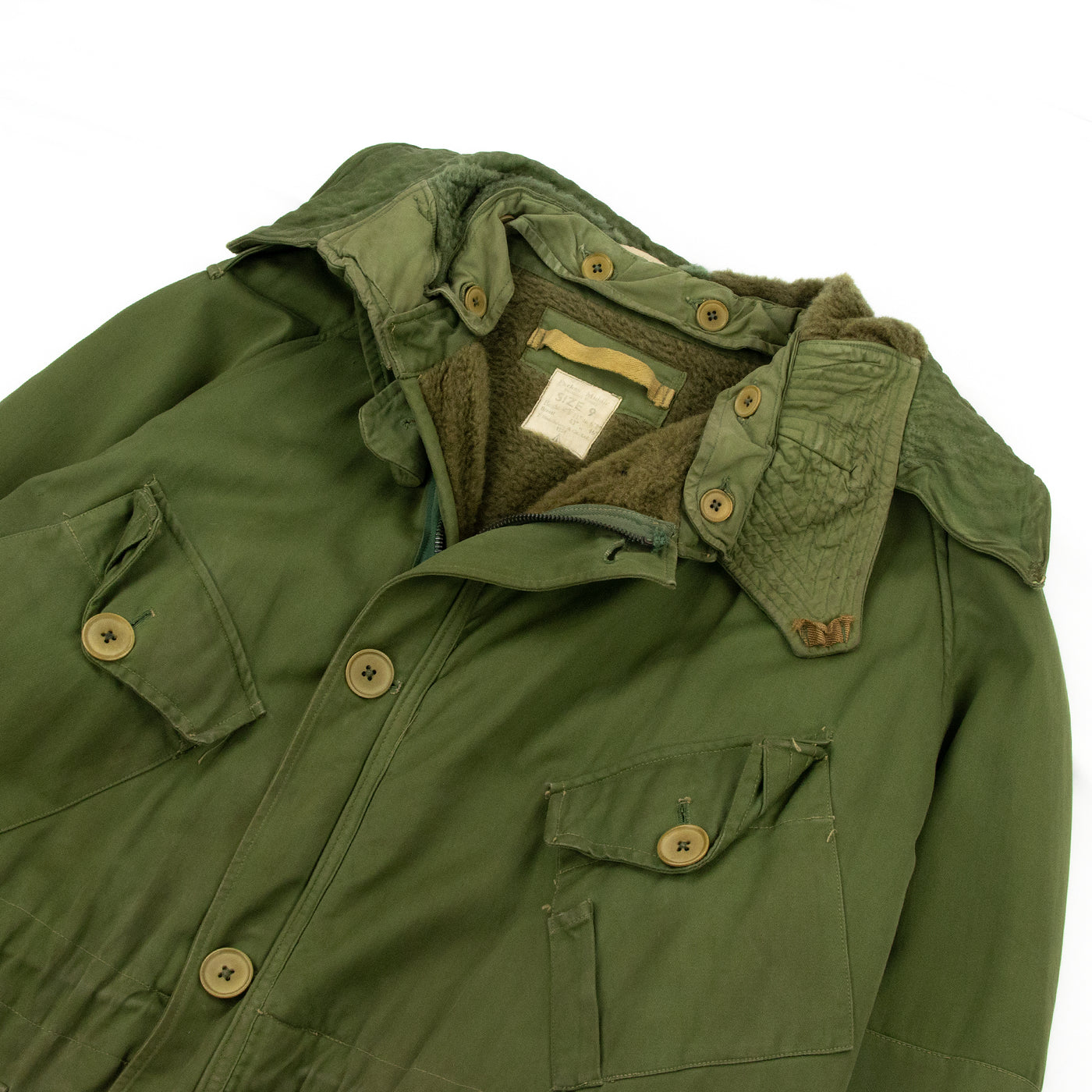 Vintage 1950s British Army Middle Military Parka With Hood - XLFront