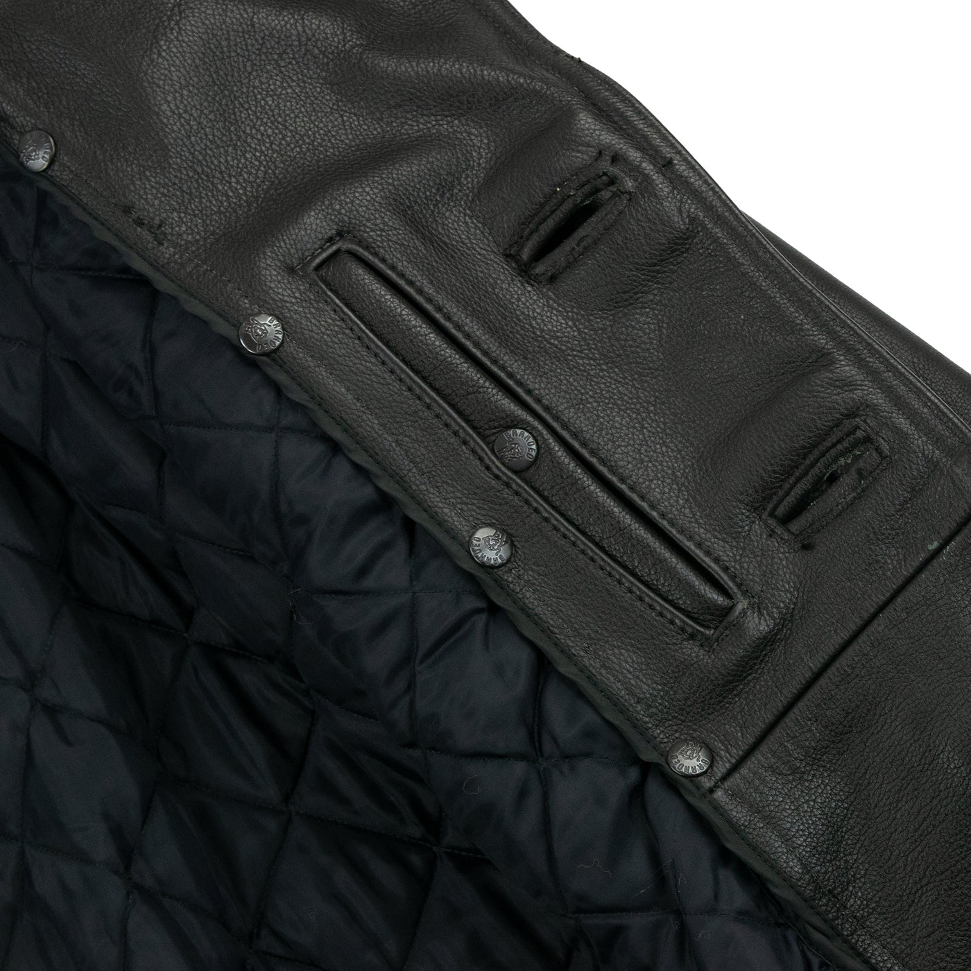 Circa 2000's Vintage New York Police Department Branded Garments Inc. Leather Jacket Inside Pocket
