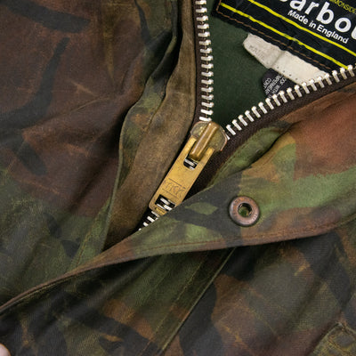 Vintage 1980's Barbour One Crest Waxed Cotton British Falklands DPM Camouflage Jacket Zip