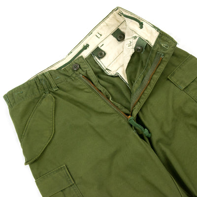 Vintage 1970s US Army M-1965 Cotton Sateen Military Field Trousers OG-107 - S  Zip
