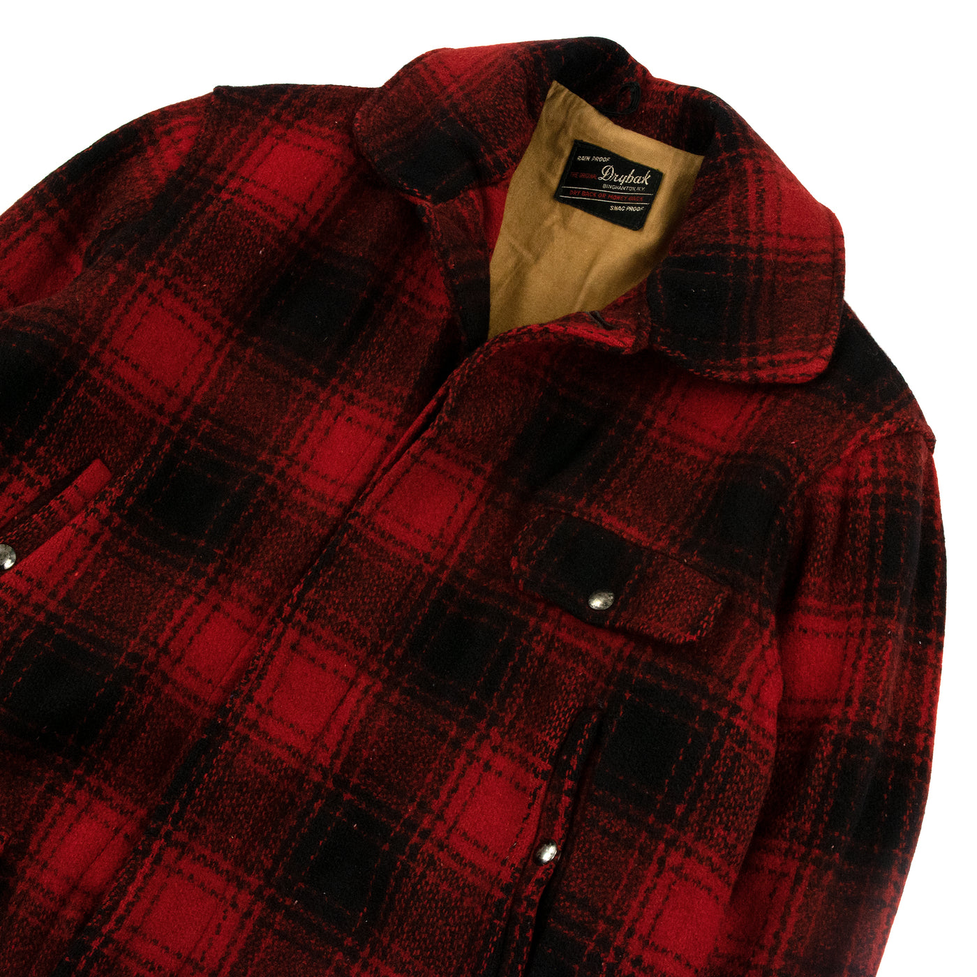 Vintage 1950's Drybak Wool Hunting Plaid Mackinaw Jacket Made In U.S.A - M Front