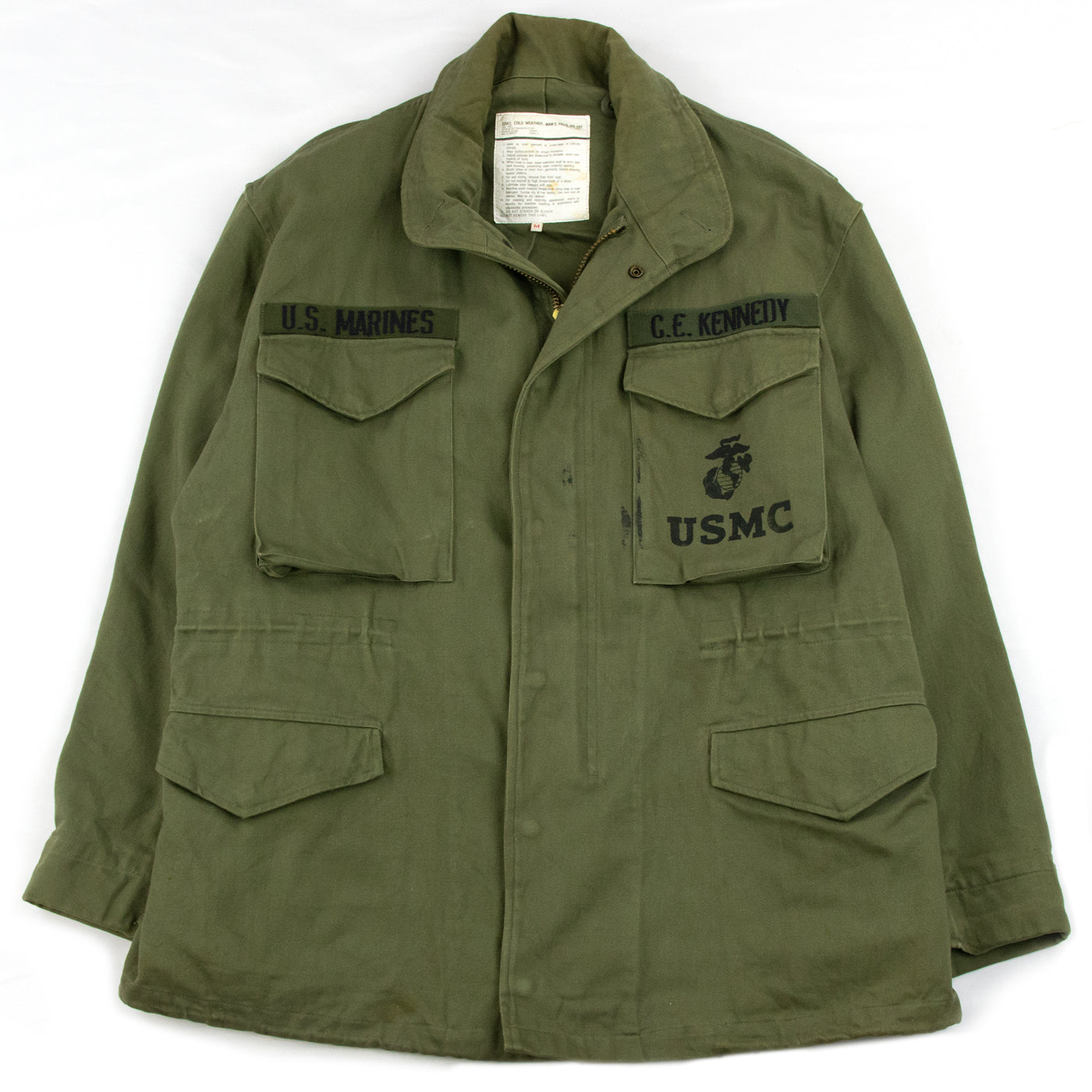 Vintage USMC Vietnam Era M-65 Cotton Sateen Field Jacket 0G-107 Green - M Front
