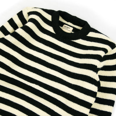 Heimat Signal Stripe Virgin Wool Sweater Jail House Stripe Schwarz Black / Seashell Front Detail