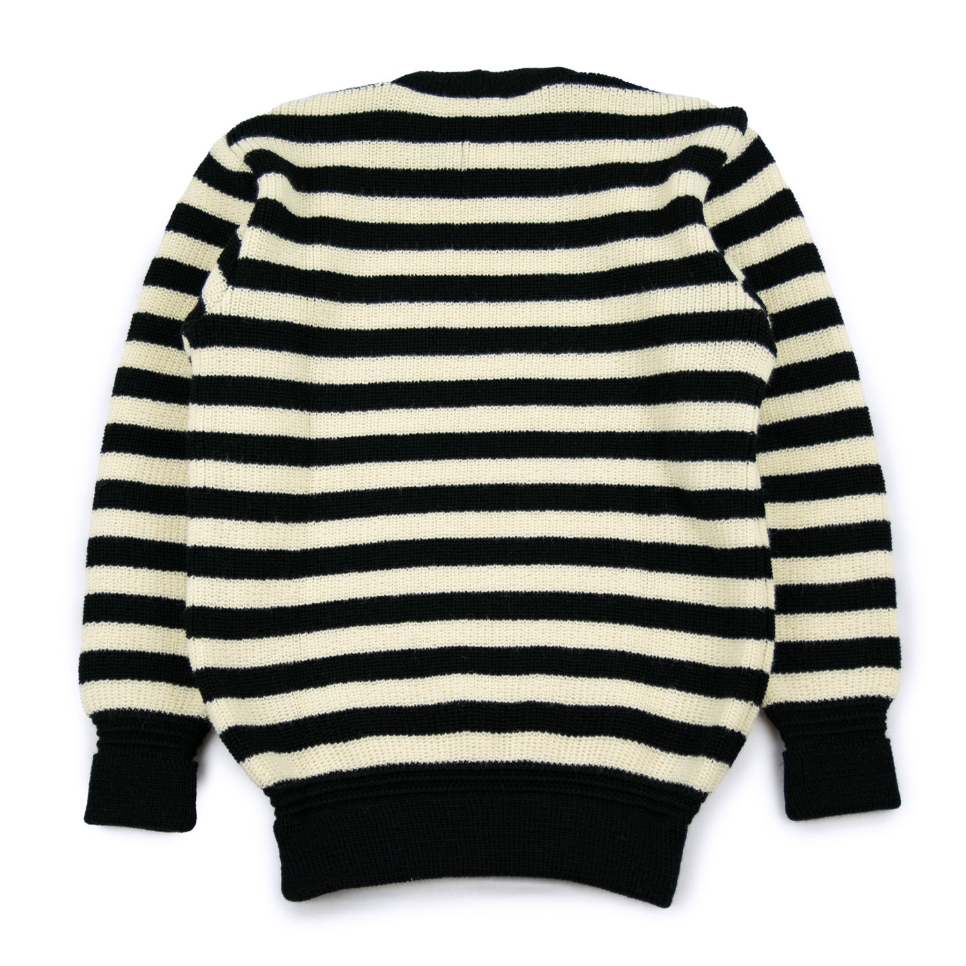 Heimat Signal Stripe Virgin Wool Sweater Jail House Stripe Schwarz Black / Seashell Back