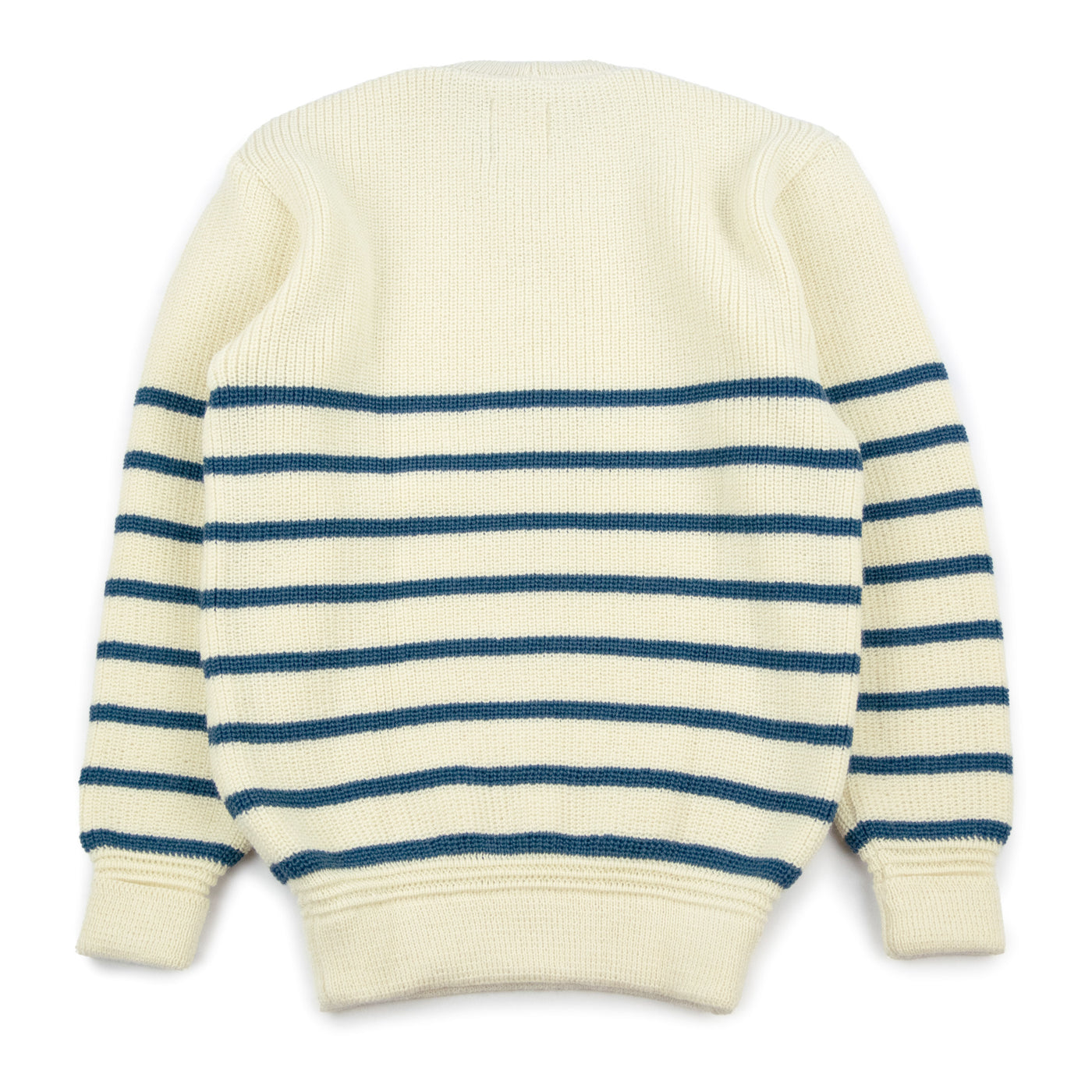 Heimat Signal Stripe Rollkragen Virgin Wool Sweater Seashell / Trail Blue Back