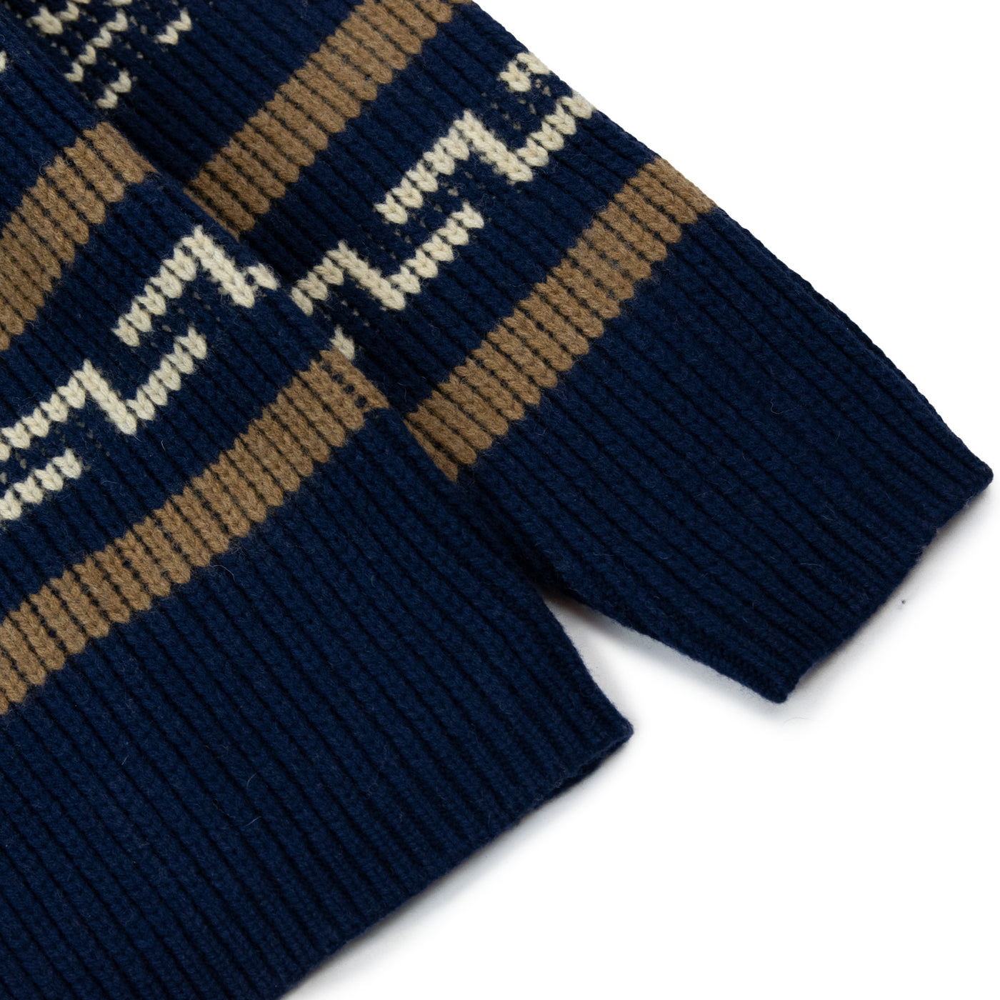 Pendleton Original Westerley Lambswool Cardigan Sweater Navy / Brown Cuff