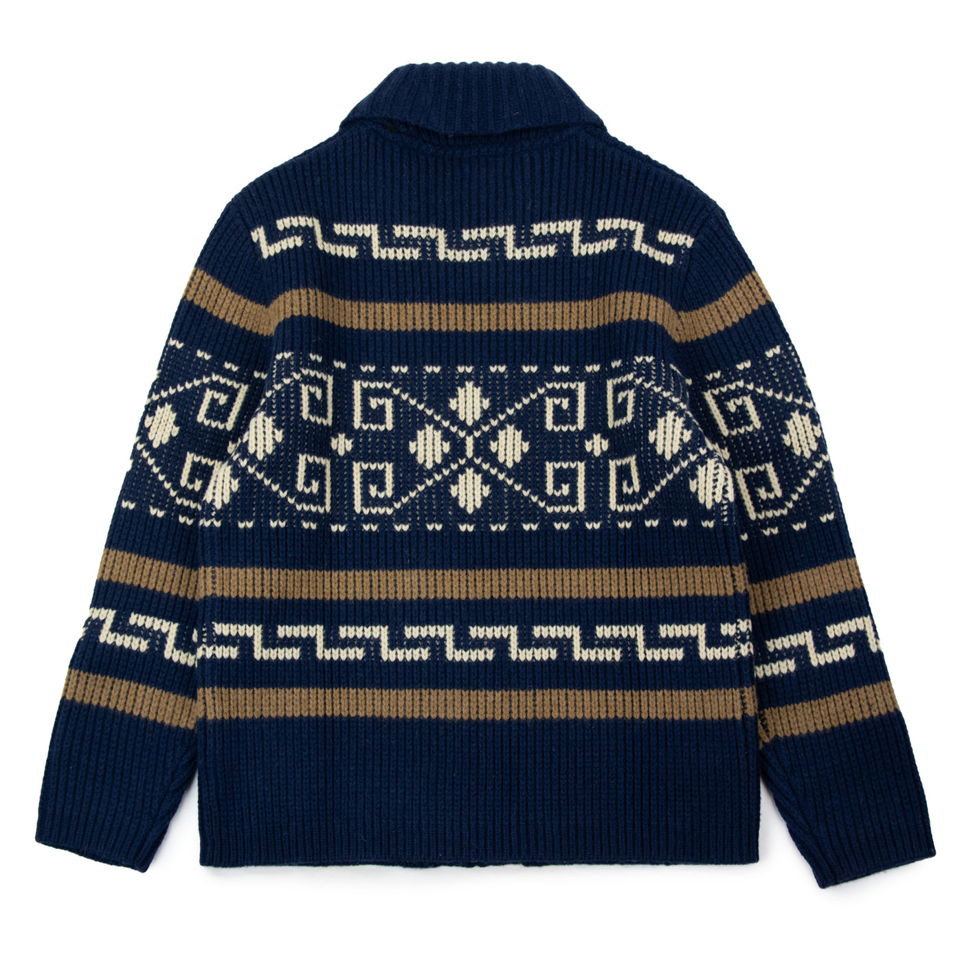 Pendleton Original Westerley Lambswool Cardigan Sweater Navy / Brown Back