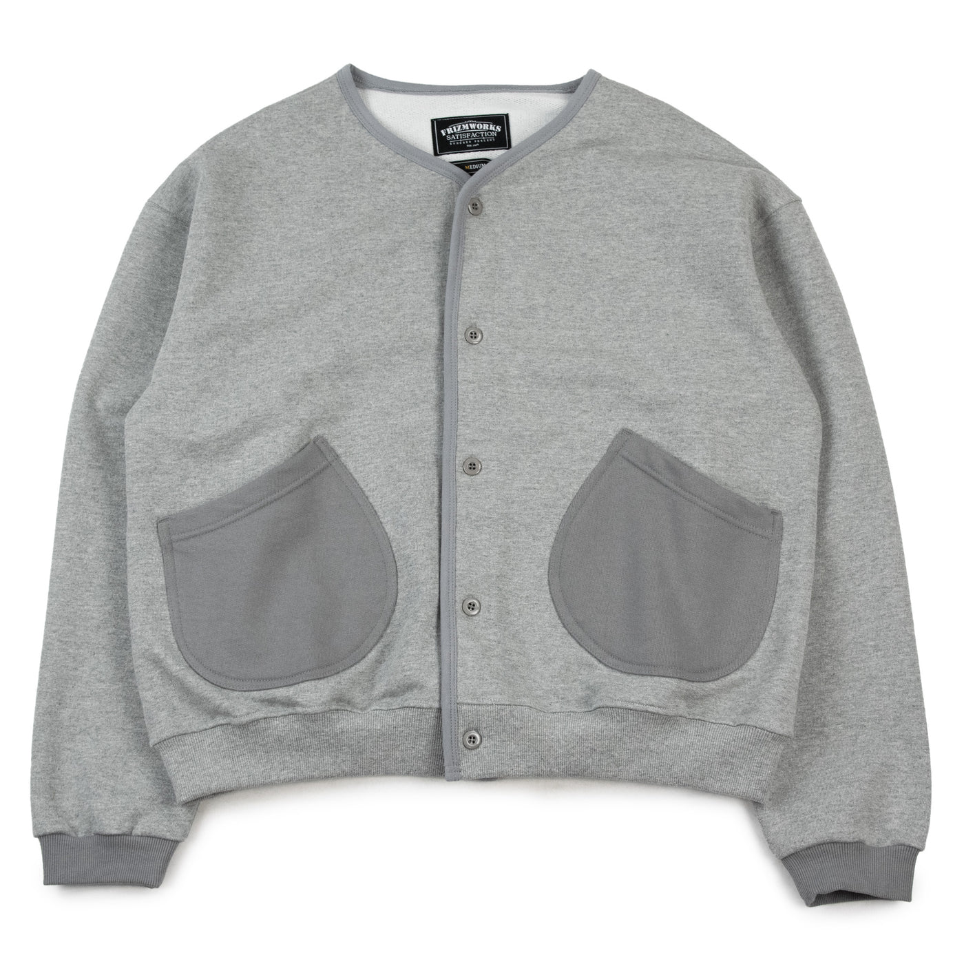 Frizmworks Round Pocket Sweat Cardigan Grey Front