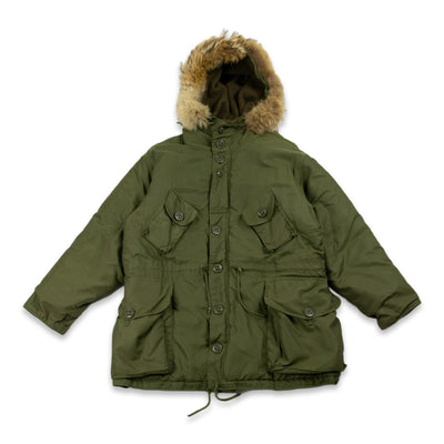 Vintage 1970s British Canadian Military Army Parka With Fur Hood - M Oversized