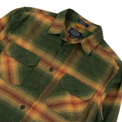 Pendleton Burnside Flannel Shirt Dark Olive / Gold / Red Plaid Front
