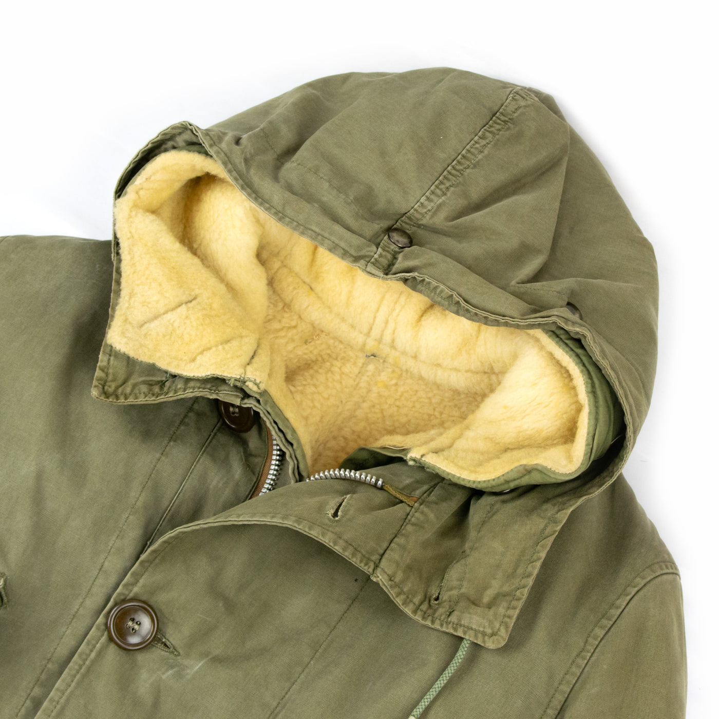 Vintage 1950s US Army Air Force M-47 Military Parka with Detachable Pile Liner - S Hood