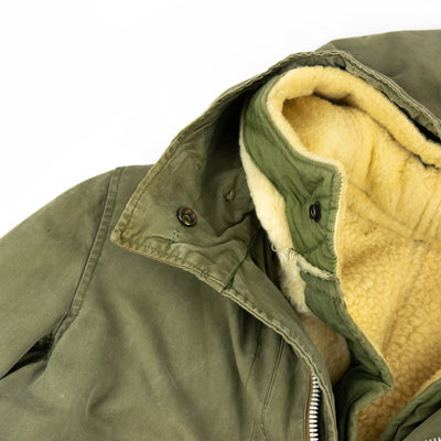 Vintage 1950s US Army Air Force M-47 Military Parka with Detachable Pile Liner - S Hood Liner