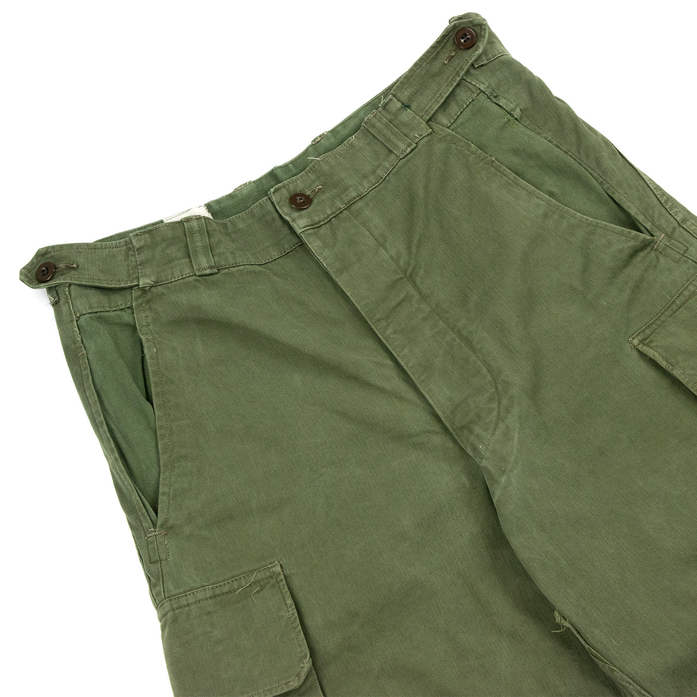 Vintage 1950s French Army M47 HBT Military Cargo Trousers - 30 Front
