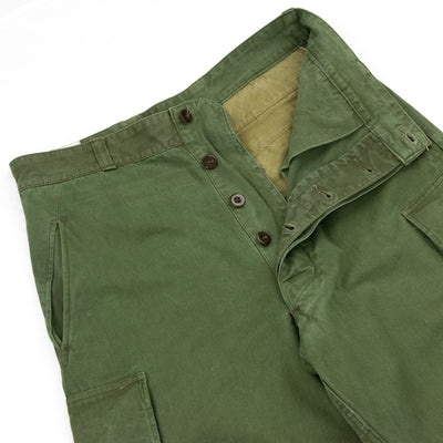 Vintage 1950s French Army M47 Military Cargo Trousers - 31 Buttons