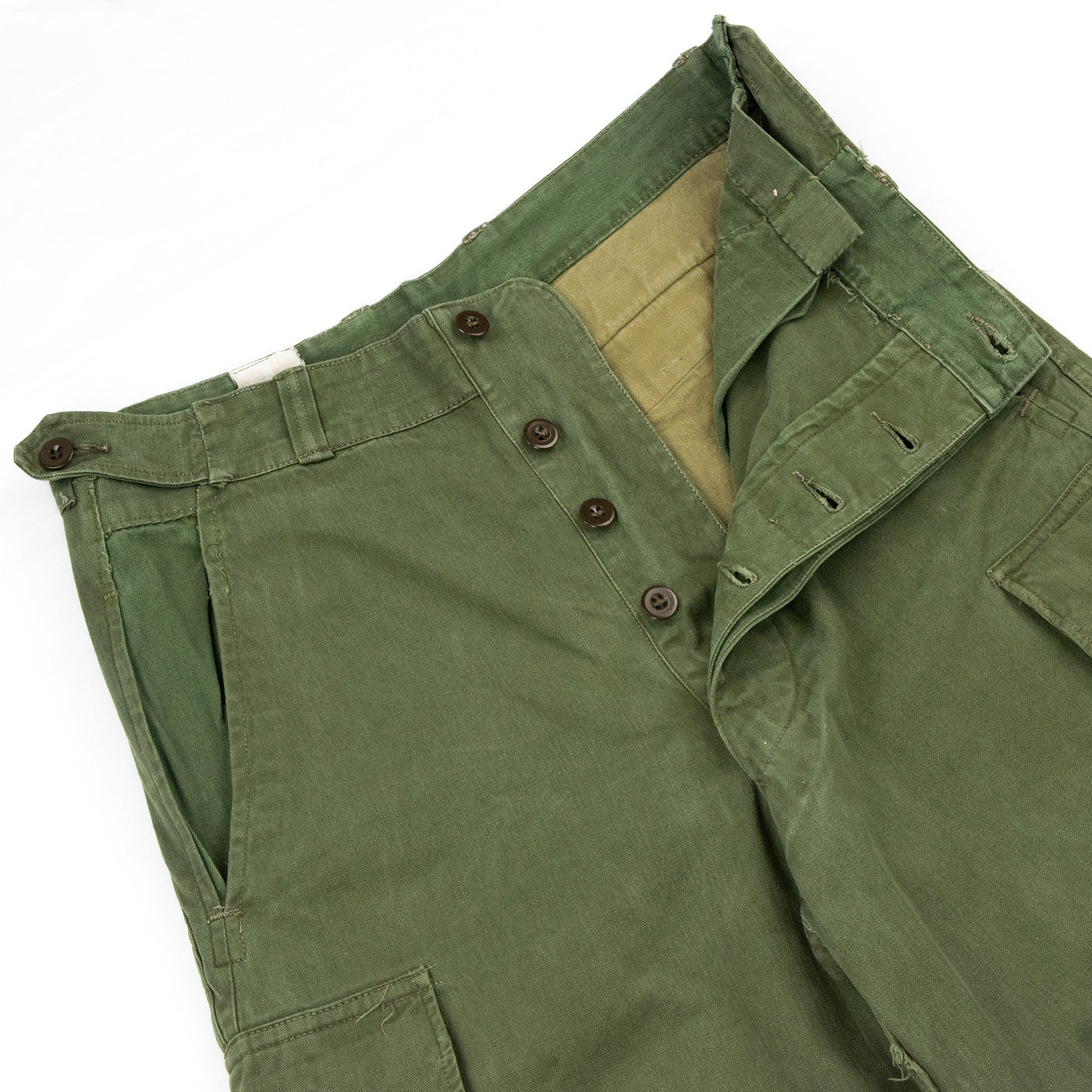 Vintage 1950s French Army M47 HBT Military Cargo Trousers - 30 Front