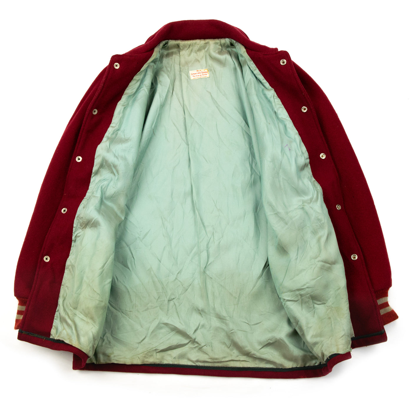 Vintage 1940s Rex Sporting Goods Long Varsity Baseball Jacket Made In USA - M Lining
