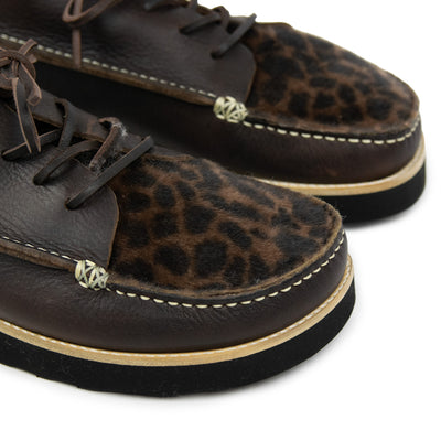 Yogi x Universal Works Finn Shoe Tumbled / Leopard Fur Leather EVA Sole Dark Brown Toe