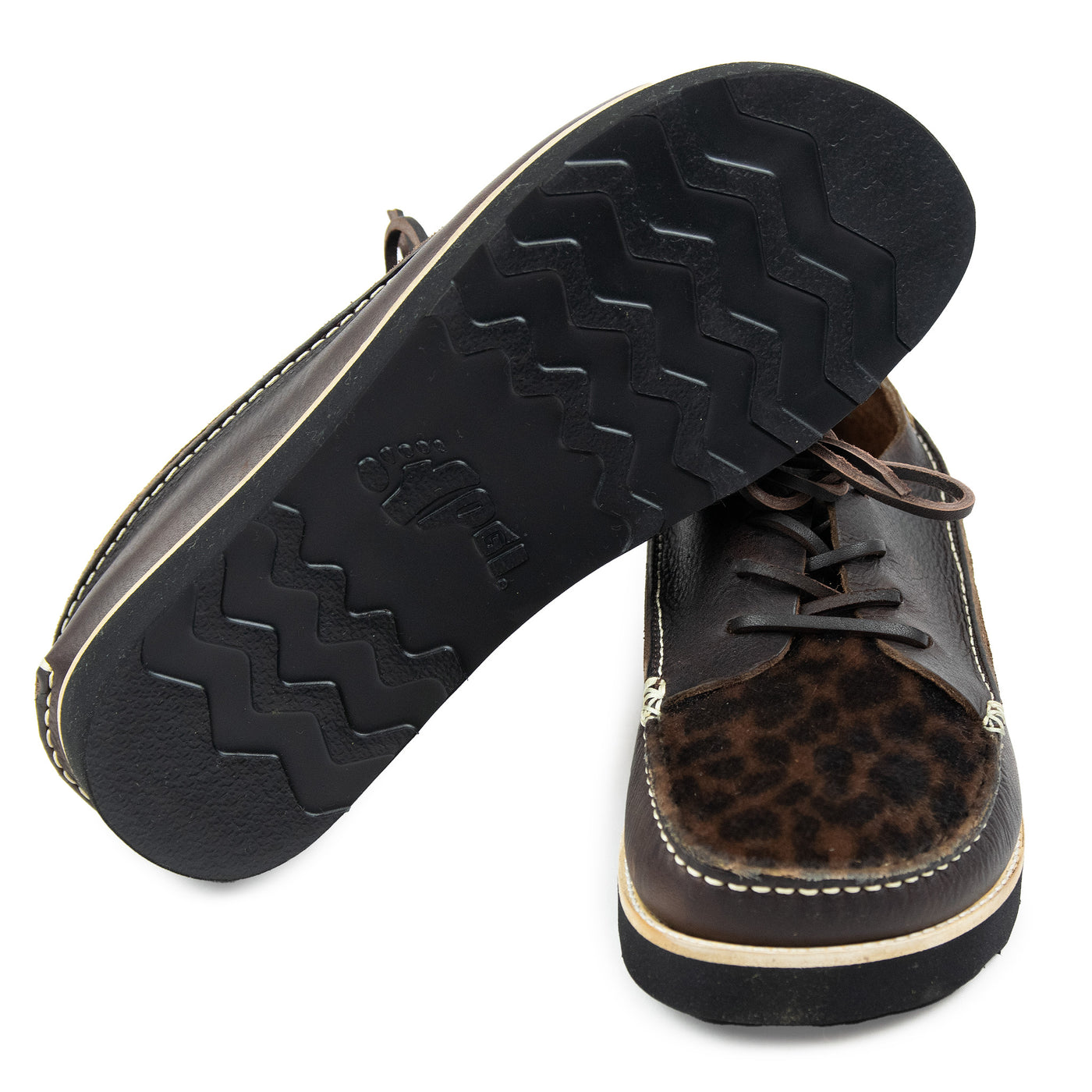 Yogi x Universal Works Finn Shoe Tumbled / Leopard Fur Leather EVA Sole Dark Brown