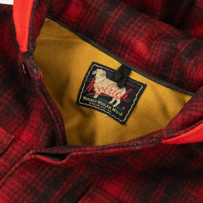 Vintage 50s Hooded Woolrich Woolen Mills Buffalo Plaid Mackinaw Hunting Jacket - S
