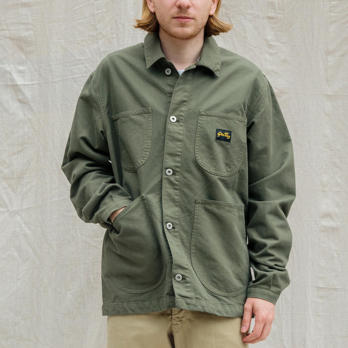 Stan Ray Coverall Jacket Unlined Olive Twill Front
