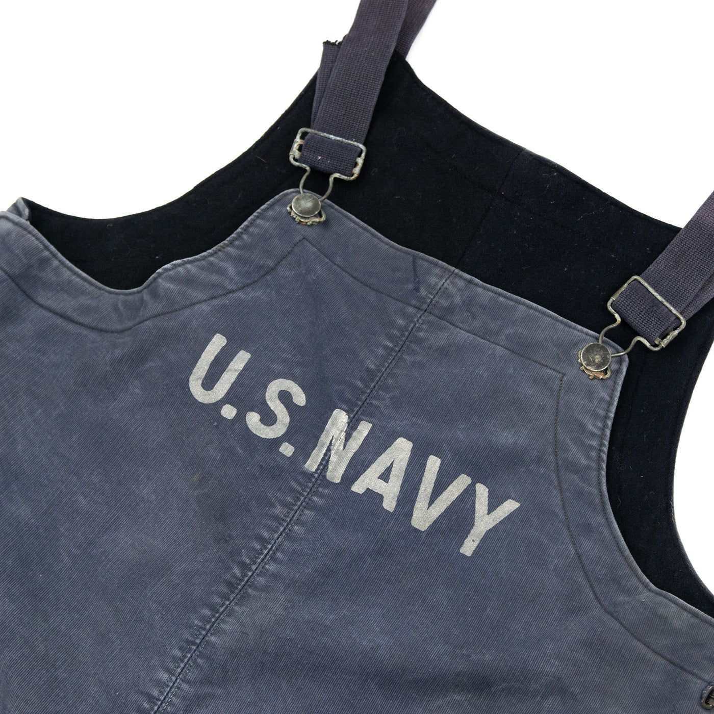 Vintage 1940s WW2 Era U.S. Navy Deck Bib Fleece Overalls - S / M Front Print