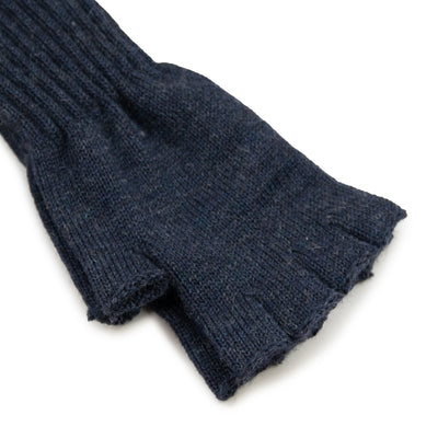 Barbour Fingerless Lambswool Gloves Made in Scotland Navy Blue Detail