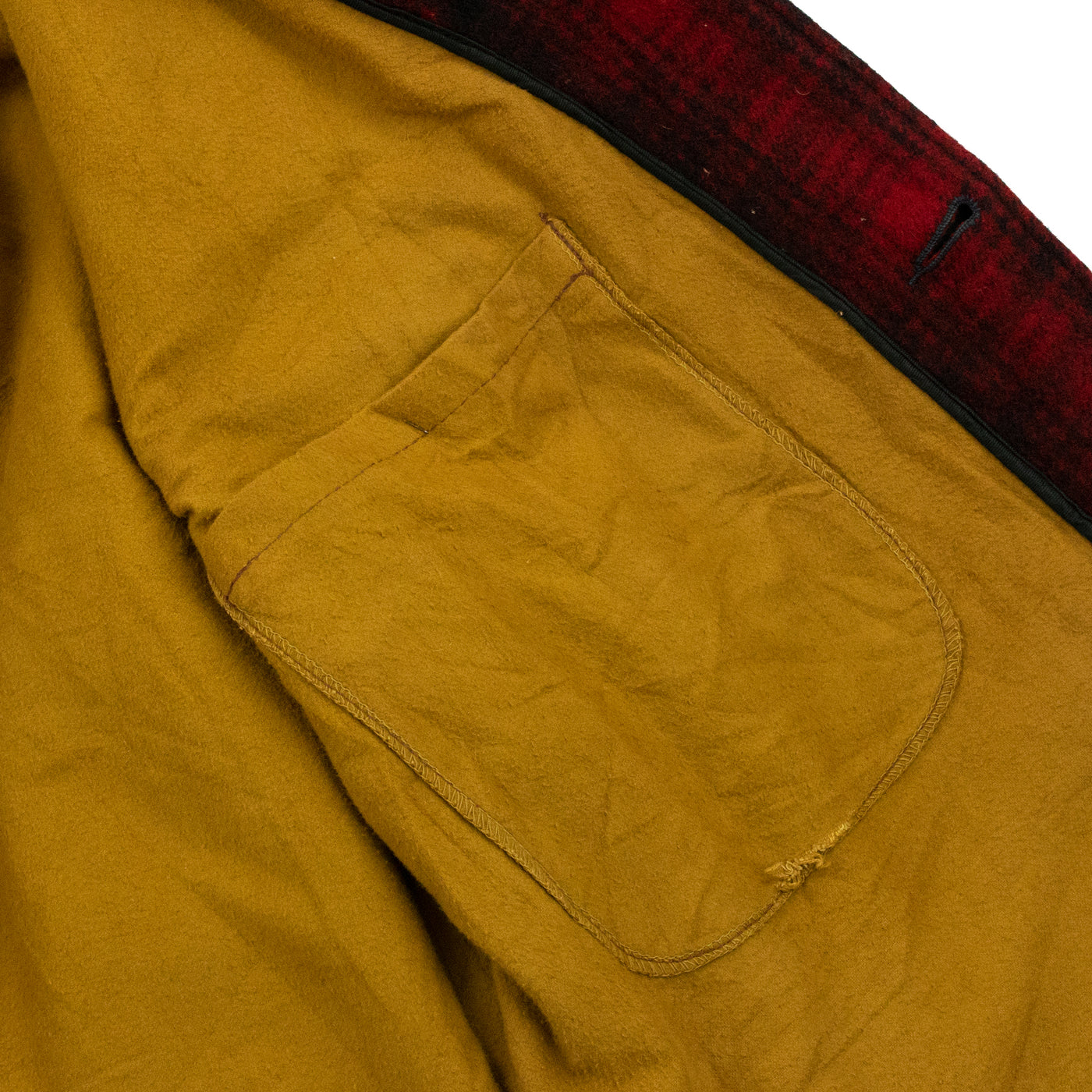 Vintage 50s Hooded Woolrich Woolen Mills Buffalo Plaid Mackinaw Hunting Jacket XL INTERNAL PATCH POCKET