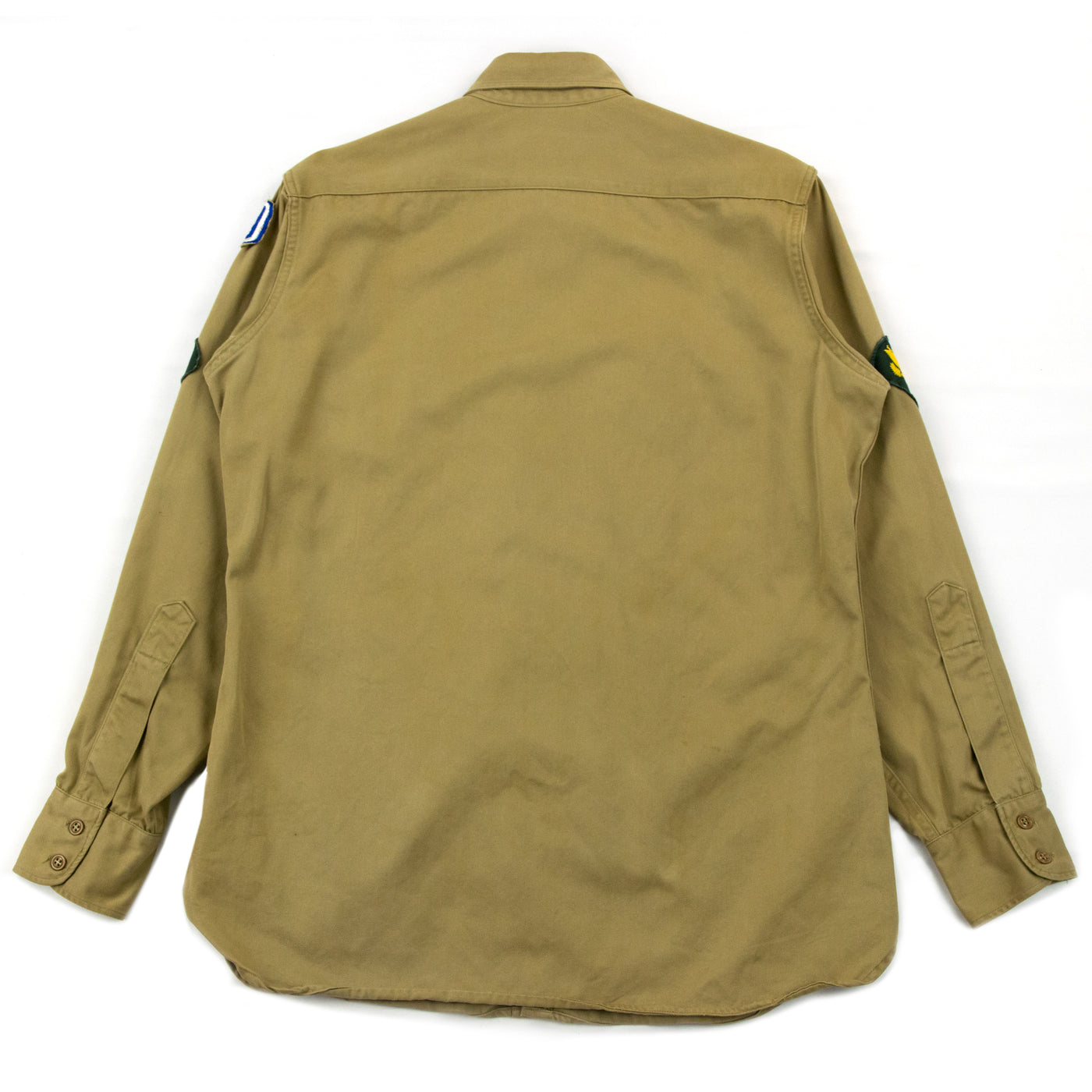 Vintage 50s US Army Khaki Cotton Twill Military Field Long Sleeve Shirt M BACK
