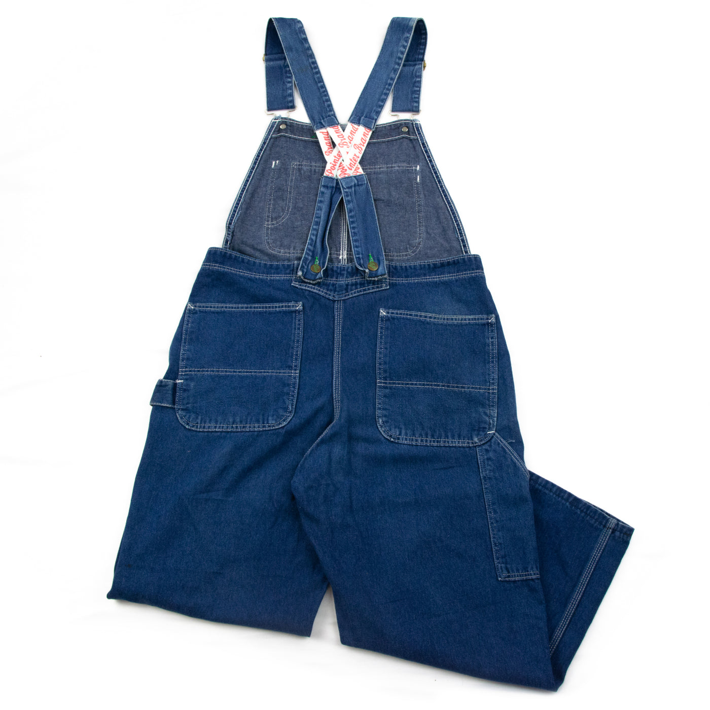 Vintage Painter Denim Work Dungarees Blue Bib Overalls Trousers S / M BACK