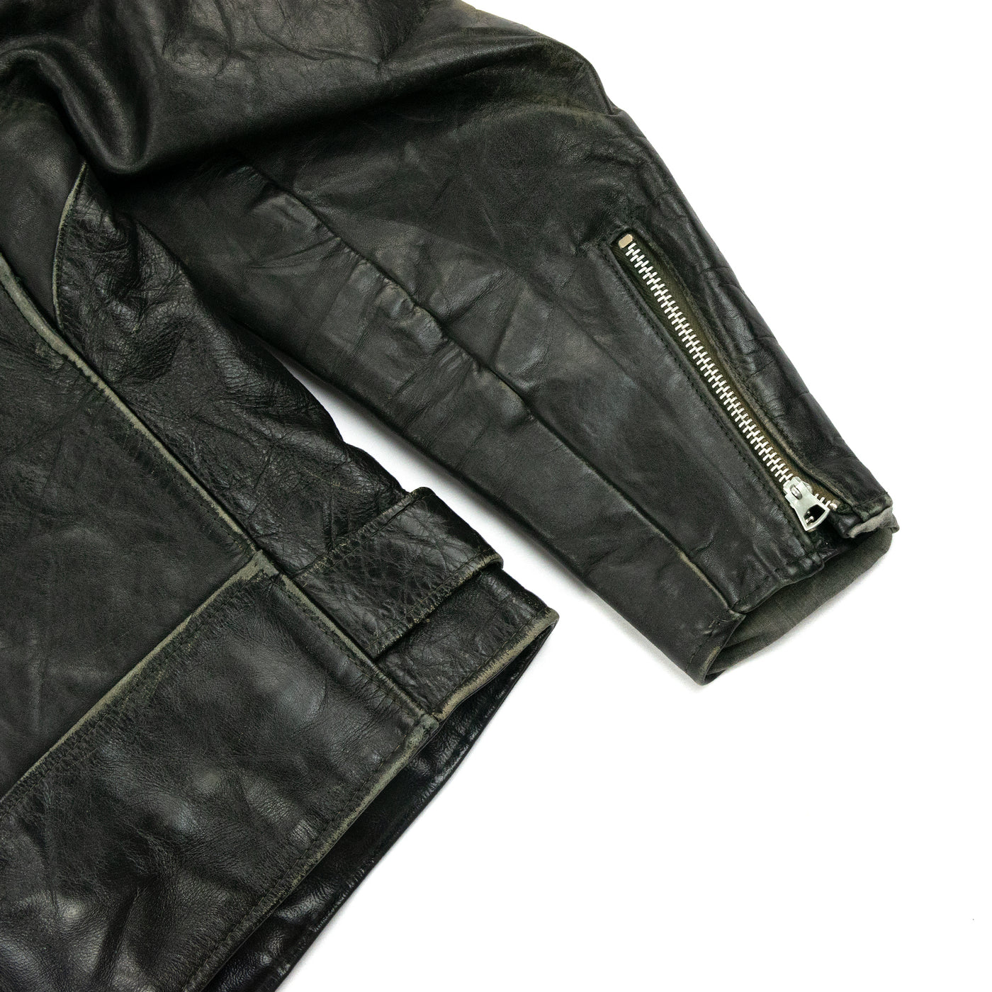 Vintage 80s Schott Perfecto Leather Biker Motorcycle Jacket S / M  Black CUFF