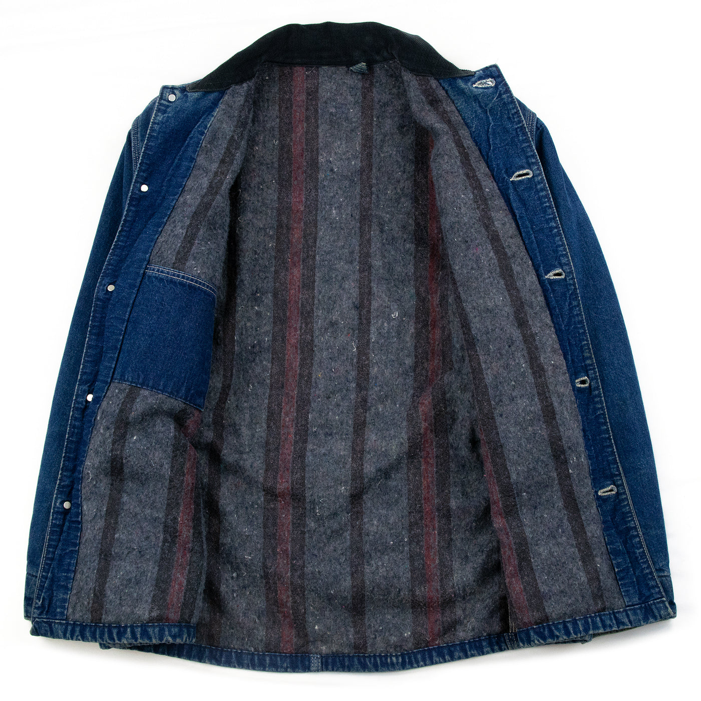 Vintage Carhartt Blanket Lined Blue Denim Worker Chore Jacket M Boxy LINER