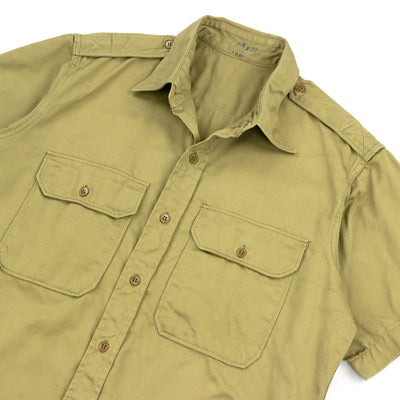 Vintage 60s Vietnam War Era US Army Khaki Cotton Twill Military Summer Shirt L  CHEST