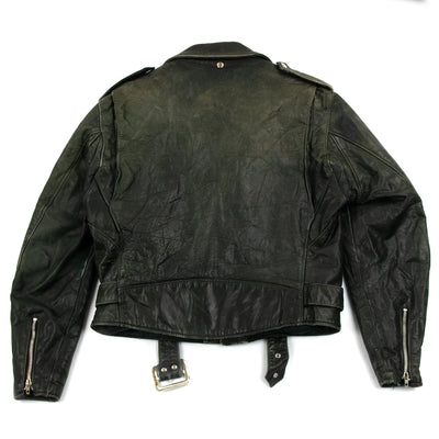 Vintage 80s Schott Perfecto Leather Biker Motorcycle Jacket S / M  Black BACK 
