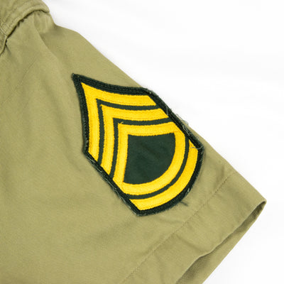 Vintage 60s Vietnam War Era US Army Khaki Cotton Twill Military Summer Shirt M / L LABEL