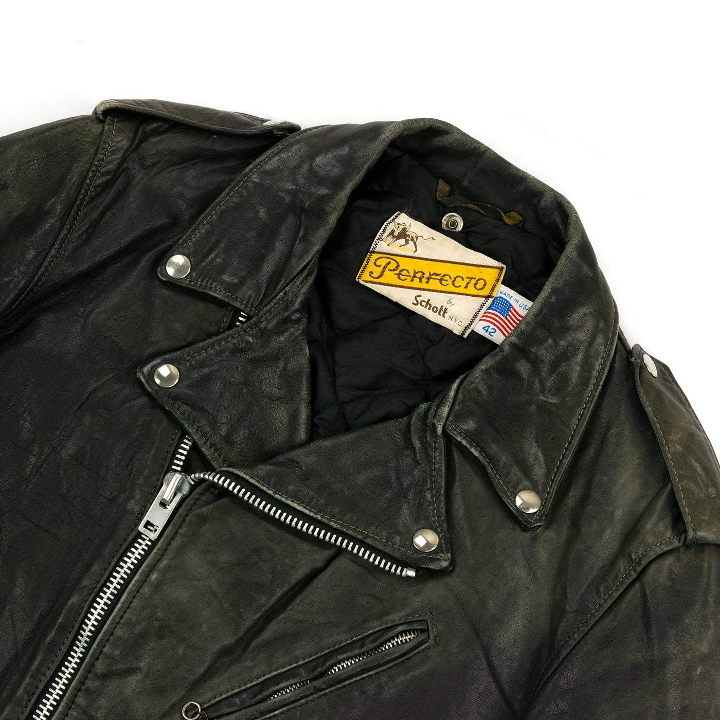 Vintage 80s Schott Perfecto Leather Biker Motorcycle Jacket S / M  Black CHEST