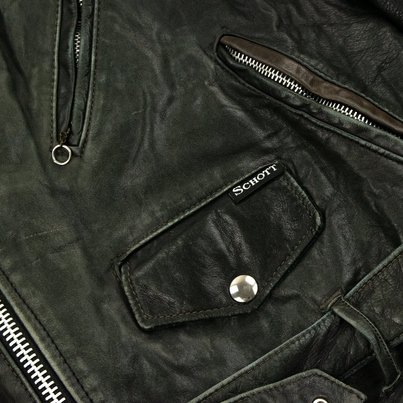 Vintage 80s Schott Perfecto Leather Biker Motorcycle Jacket S / M  Black POCKETS