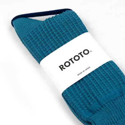 Rototo Cotton Waffle Socks Blue Tag