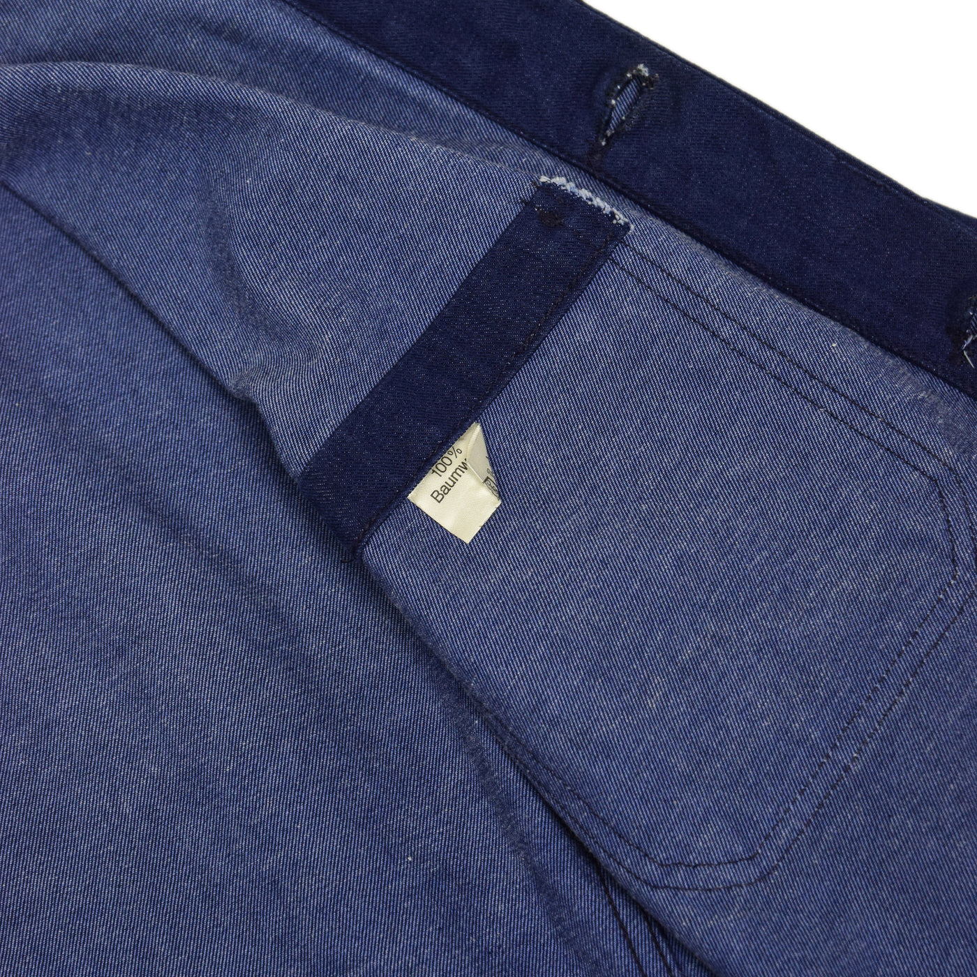 Vintage Indigo Blue French Style Denim Cotton Worker Chore Jacket M internal label