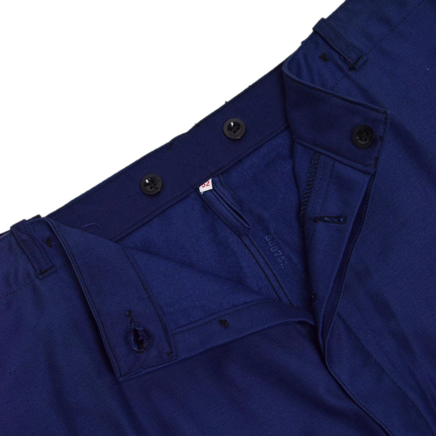 Vintage Deadstock Indigo Blue Moleskin French Style Cinch Back Work Pant 38 W button waist