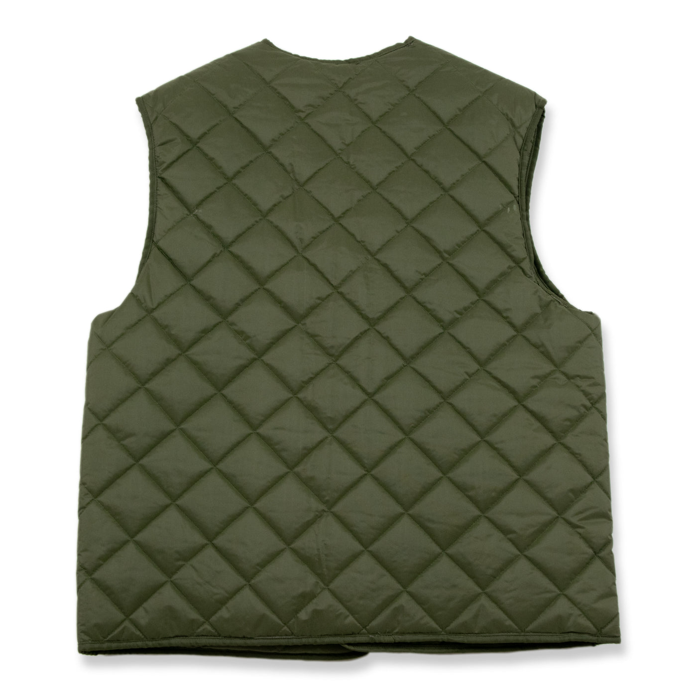 Vintage 90s British Military Quilt Gilet Vest Olive Green S BACK 
