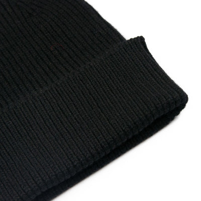 Colorful Standard Merino Wool Unisex Beanie Hat Deep Black RIB