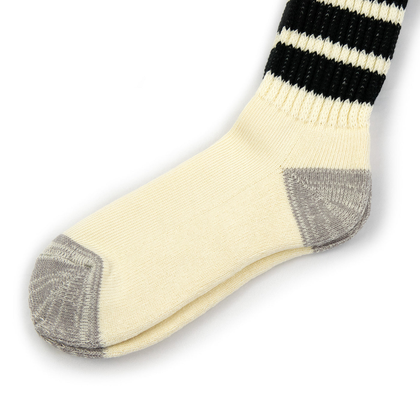 Rototo Coarse Ribbed Old School Sock Black Made in Japan Sole